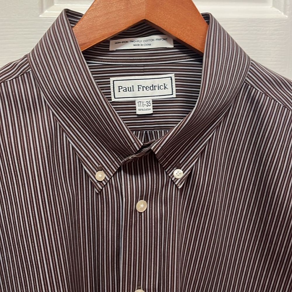 Paul Fredrick Black Striped Men's Shirt - Picture 2 of 6